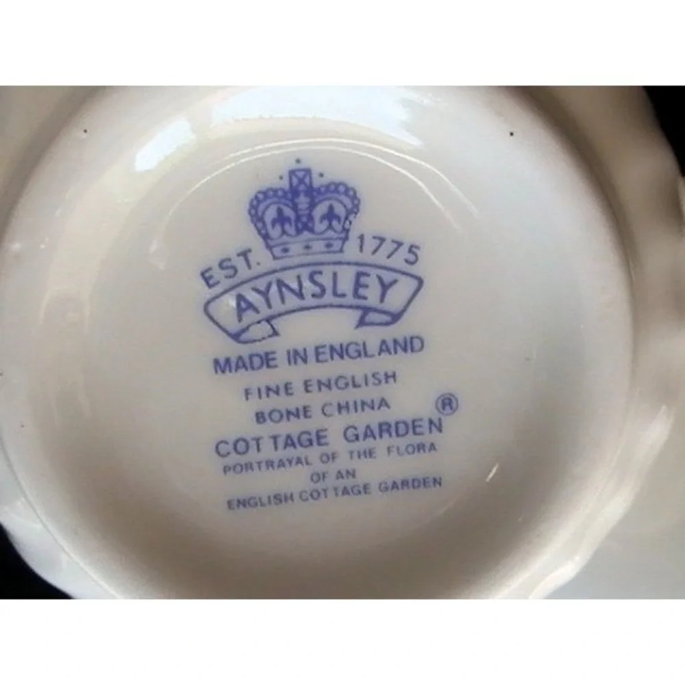 Aynsley Cottage Garden Swirl Cup‎ & Saucer Butterfly Flowers Beautiful